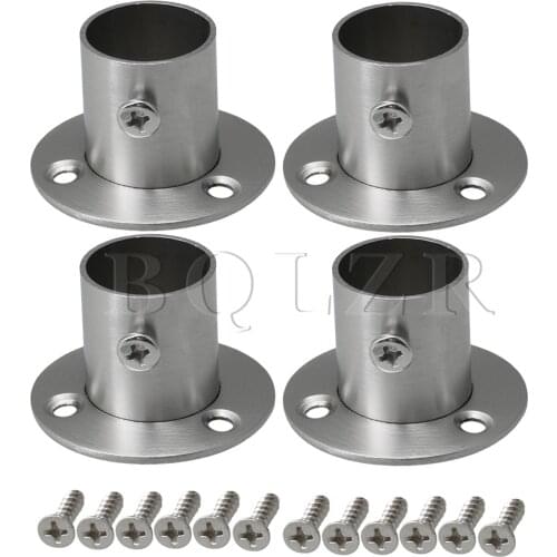 BQLZR 4Pcs Silver Stainless Steel Closet Rod Holder Rod End Supports Socket