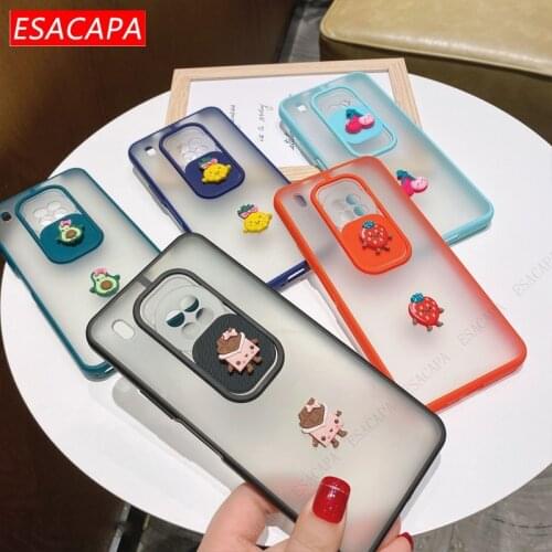 DIY Cute Fruit Phone Case For Huawei Y9A Y7A Honor 30S Transparent Slide Lens Protection Shockproof Cover For P40 Lite Nova 7 SE