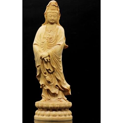 Wooden Decoration House Home Feng Shui Buddha Buddha Lucky Guanyin Buddha Carving Crafts Decoration Office Gifts