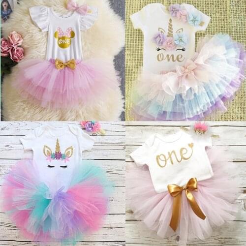 Baby Girls 1 Year Birthday Dress Newborn 12 Months Baptism Clothes Newborn Toddler 1st Party Tutu Christening Gown Clothing