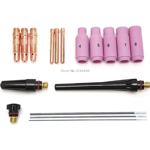 For 17Pcs/Set TIG Welding Torch Collets Body 2% Thoriated Tungsten for WP-17 WP-18 WP-26 17PK Promotion
