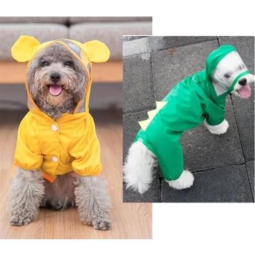 Pet dog raincoat All inclusive cartoon waterproof Teddy four-foot poncho Dog Raincoat for Small dog puppies autumn and winter