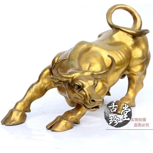 Feng Shui bronze light pure Wall Street bull bull ornaments crafts decoration decoration Home Furnishing lucky Taurus Zodiac cat