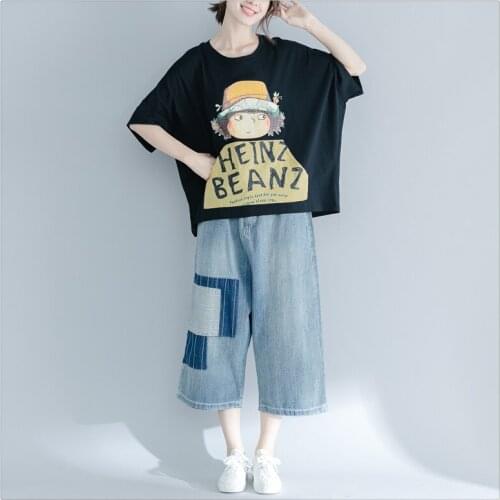 Cartoon print t shirt cotton plus size tshirt harajuku t shirt women streetwear t-shirt vintage elegant tops tide women clothes