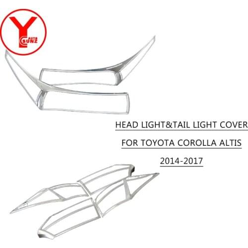 Chrome Rear Lamp Overlay For toyota corolla altis E170 2014 2015 2016 2017 Car Accessories Head Light Cover Trim YCSUNZ