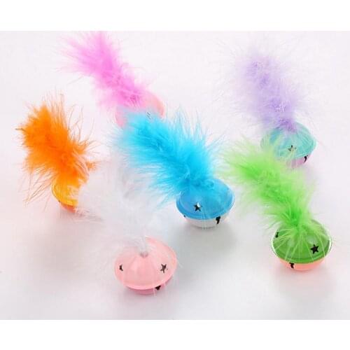 Cat Feather Bell Toys Play Toy Plush Fake Feather Cute Cat Bell Toy Kitten Chew Toy Pet Play Toy