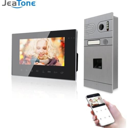 Jeatone 7 Inch Wireless Wifi Video Intercom for Home IP Video Doorbell Fingerprint Unlock AHD 960p Screen Wifi Intercom System