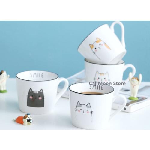 Cute Cat Ceramics Coffee Mug Animal Mugs Creative Drinkware Coffee Tea Cups Milk Cup Water Cup Cartoon Cups