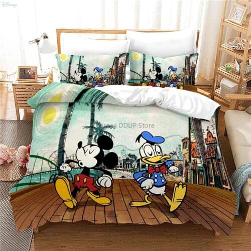 New Donald Duck Mickey Mouse Cartoon Bedding Set Twin Full Queen King Duvet Cover Sets Pillowcases Boys Girls Kids Bedroom Decor