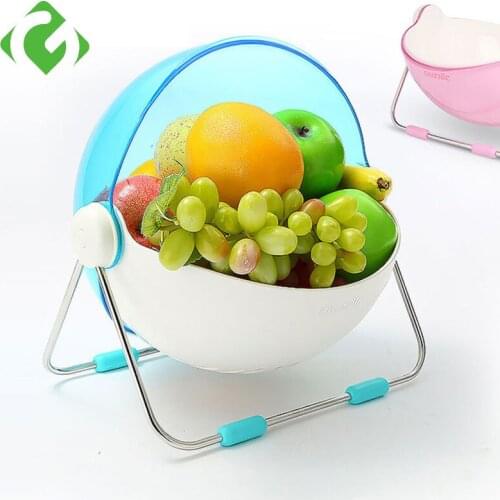 Korean Creative kitchen basket fruit drain and storage dual-use storage basket ABS stainless steel bracket Table Decoration HOT