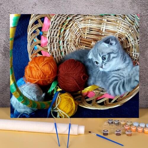 Cat Animal Paint By Numbers Set Acrylic Paints 40*50 Canvas Pictures Loft Wall Picture Crafts Adults Drawing