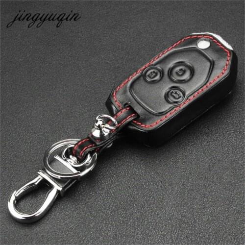 Jingyuqin 3 Button Remote Key Leather Case For Honda for JAZZ/CRV Odyssey CIVIC ACCORD Modified Flip Fob Cover