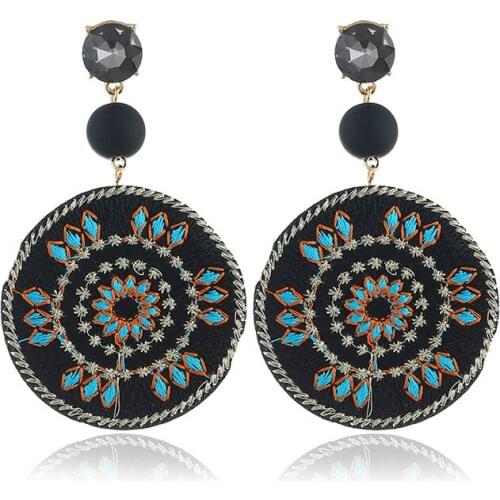 Round Flower Ethnic Style Fashion African Fabric Handmade Earrings For Women African Print Earrings For Gifts