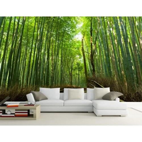 Kitchen wallpaper modern sunshine and fresh bamboo 3d stereoscopic wallpaper murals non-woven