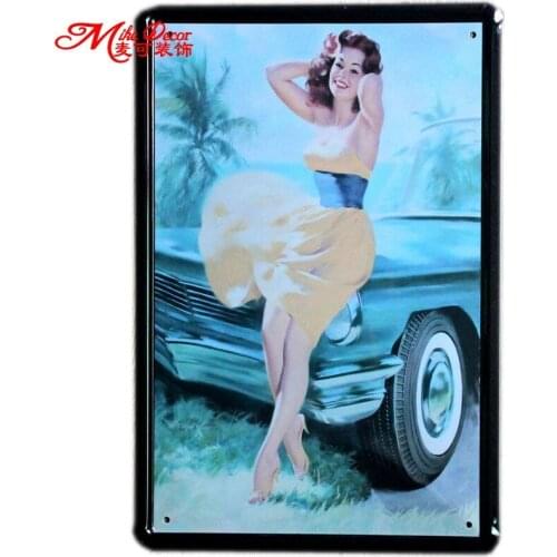 [ Mike86 ] Yellow Dress Lady Car Metal Plaque Wall Decor Painting ART vintage Home Pub Tin Signs A-581 Mix Items 20*30 CM