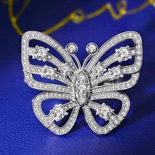 Knobspin Fashion 100% 925 Sterling Silver Engagement Butterfly Rings For Women High Carbon Diamond Anniversary Fine Jewelry Gift
