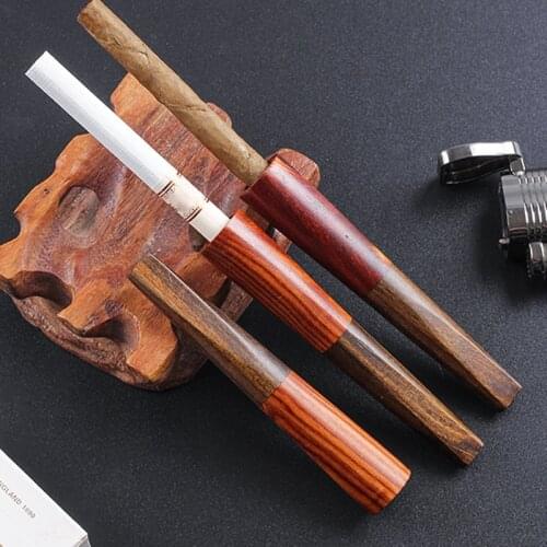 Solid Wood Cigarette mouthpiece Smoking Pipes Tobacco Rolling Paper Cigarette Pipe Classical Pipe For Small Cigar YJ605