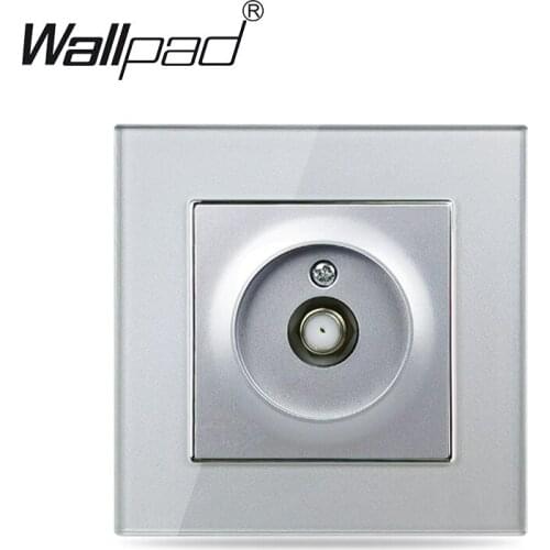 Silver Satellite Television Socket Round Back Wallpad Crystal Glass 220V AC 16A TV Satellite Wall Outlet with Claws