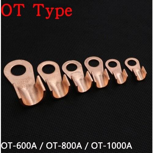 OT Type OT-600A OT-800A OT-1000A Wire Terminal Red Copper Bare Nose Lugs Crimp Open Mouth Cable End Connector Splice