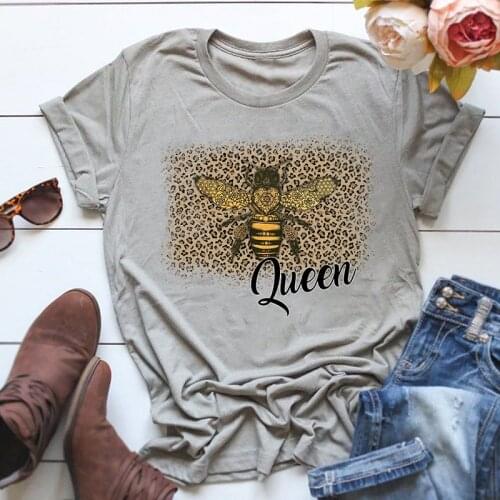 Bee Queen Save The Bees Graphic Tshirt Vintage Kawaii Animal T-shirt Short Sleeve Green Tops for Women Clothing Top Dropshipping