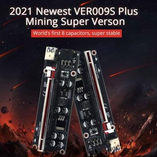 Mining Graphics Card Riser VER009S Plus 1x to 16x Powered Riser Adapter Card USB 3.0 Extension Cable 6Pin PCIE to SATA