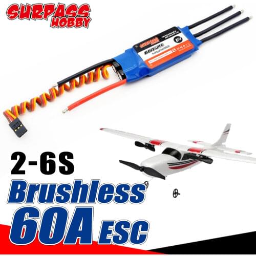 SURPASS HOBBY 60A SBEC Programmable Brushless 60A ESC 5-18NC 2-6Lipo 5.5V/5A for C3548 RC Airplanes Fixed-wing Glider Warbirds