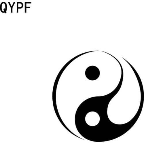 QYPF 12.7CM*12.7CM Yin Yang Vinyl Motorcycle Car Interesting Sticker Decal Black Sliver C17-000123