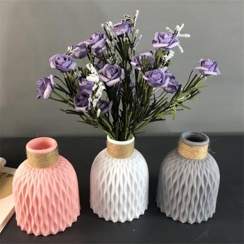 Flower Vase Home Garden Decoration Imitation Ceramic Flowers Pot Basket Plastic Vase For Wedding Party Modern Decor Gift