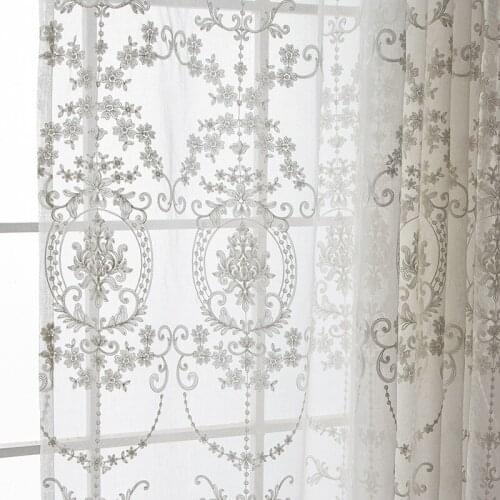 European Style Embroidery White Gauze Embroidered Window Gauze White Gauze Curtain Bedroom Living Room Balcony Gauze Curtain