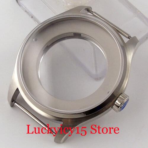 PARNIS Brushed 44mm Automatic Watch Case Glass Backcover fit MIYOTA 8215 8205 MINGZHU 2813