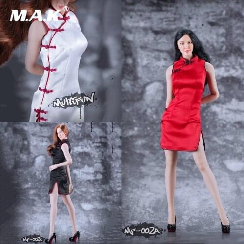 MF-002 1:6 Sexy Female Figure Clothes Accessory Short Cheongsam & Shoes Model for 12'' Action Figure Body