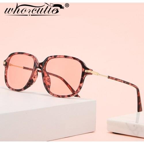 WHO CUTIE Vintage Square Sunglasses 2020 Brand Design Tortoise Shell Frame Retro Fashion Sun Glasses Pink Shades for Women S180