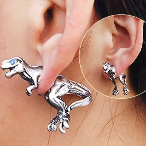 1 Pc Punk Cool Dinosaur T-rex Tyrannosaurus Rex Cute Dragon Stud Earrings Set