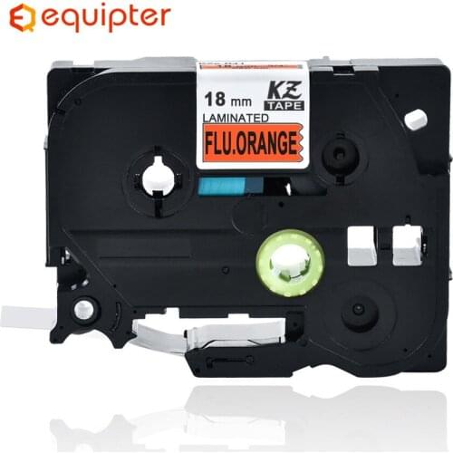 18mm tzeB41 black on fluorange label tape Compatible Brother p-touch printers tze tape laminated tze-B41 tzeB41 tzB41 tzeB41