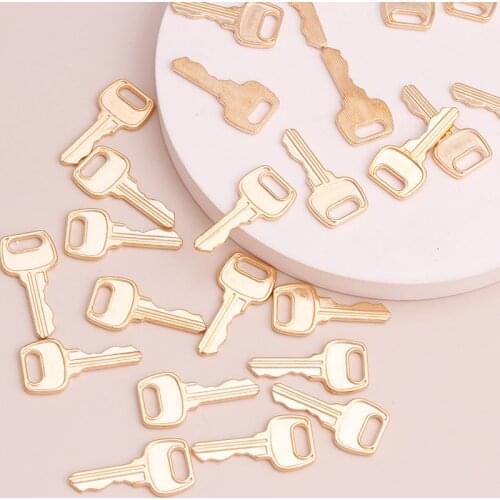 20pcs Metal Alloy Gold Color Key Beads Charms DIY Pendants Necklaces Bracelets 25x10mm Daily Jewelry Handmade Trinket