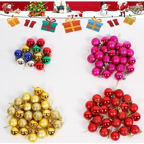 24pc 3cm Plastic Balls Christmas Bells Tree Hanging Decoration Snowflake Holiday Ornament DIY Accessories
