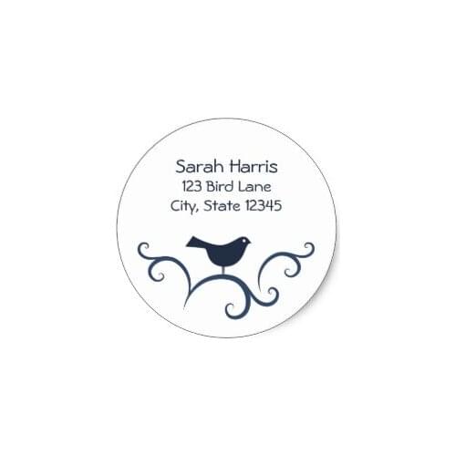 3.8cm Bird on swirls address label