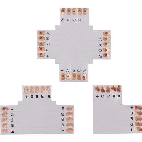 5PCS 5pin L X T Shape LED Connector 10mm for connecting corner right angle 5050 RGBW LED Strip Streifen