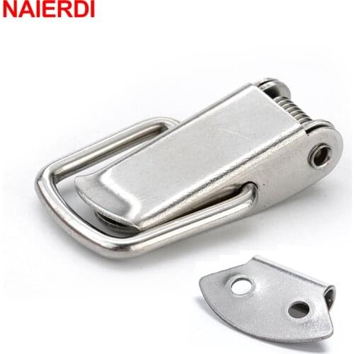 5PCS NAIERDI J107 Hardware Cabinet Boxes Spring Loaded Latch Catch Toggle Hasp 46*21 Mild Steel Hasp For Sliding Door Window