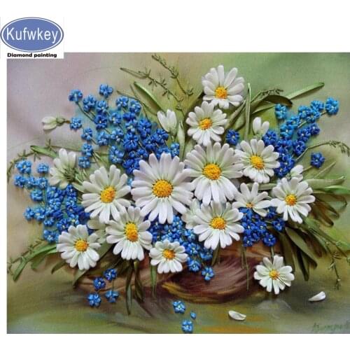 5D DIY diamond painting blue white daisy diamond inlaid diamond embroidery full square rhinestone painting home decoration