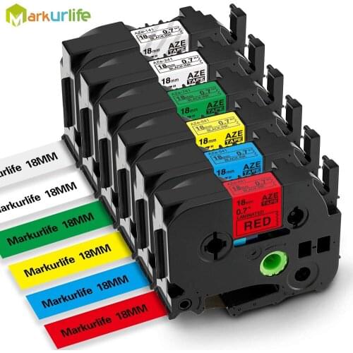 6PCS 18mm Compatible for Brother P-touch Tape TZe-141, TZe-241, TZe-441, TZe-541, TZe-641,Tze-741 for Brother P touch Tape maker