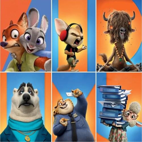 5D Diamond Painting Disney Cartoon Character "Crazy Animal City" Cross Stitch Kit Diamond Embroidery Mosaic Rhinestones Decor