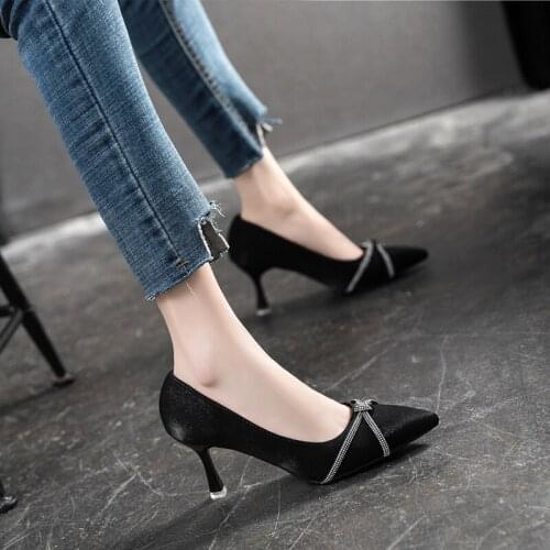 Black heels 2020 pairs of shoes high heels 41-43 larger size shoes woman high heels sexy diamond womans shoes