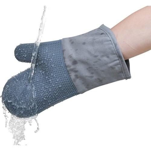 1 PC Long Thick Silicone Gloves Heat-resistant Non-slip Microwave Oven Mitts Kitchen BBQ Baking Cooking Stitching Oven Gloves
