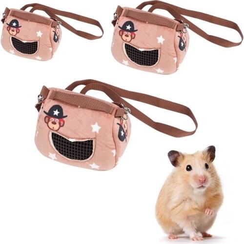 Flannelette Portable Breathable Pet Hamster Carrier Travel Outgoing Bag for Small Pets Guinea Pig Squirrel Small Pet Carrier