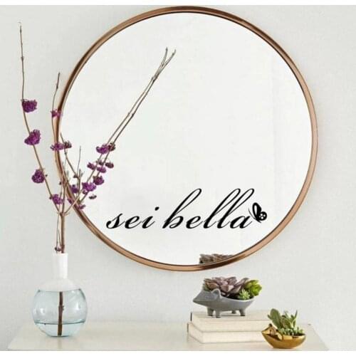 Italian You Are Beautiful Butterfly Mirror Sticker Decal Bathroom Sei Bella Animal Car Mirror Vinyl Decor