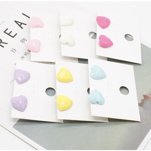 Six-color Korean fashion temperament love peach heart-shaped earrings simple and sweet lady heart-shaped resin jewelry gift
