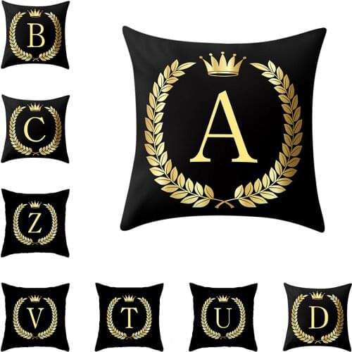 Short Plush Gold English Letters Printing Bay Window Decoration Letters Pillow Cushion Cover Home Hotel Sofa Bed Cushion Cover