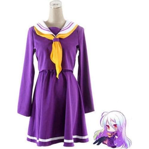 Anime No game no life Cosplay Shiro Costume JK Japanese School Girl Uniform Halloween Party Clothes Wigs Sailor Suit