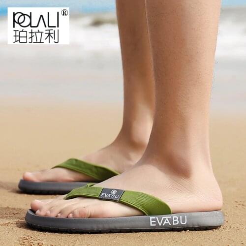 2019 men slippers Mens Flip Flops Fashion Summer Beach Water Rubber shoes outside Male Flats brand sandals black red green shoe